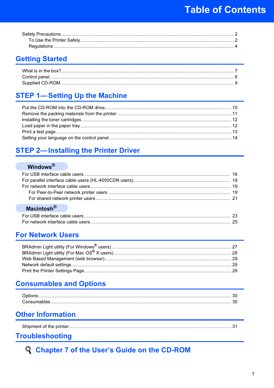 Brother HL-4040CDN User Manual | Page 3 / 35
