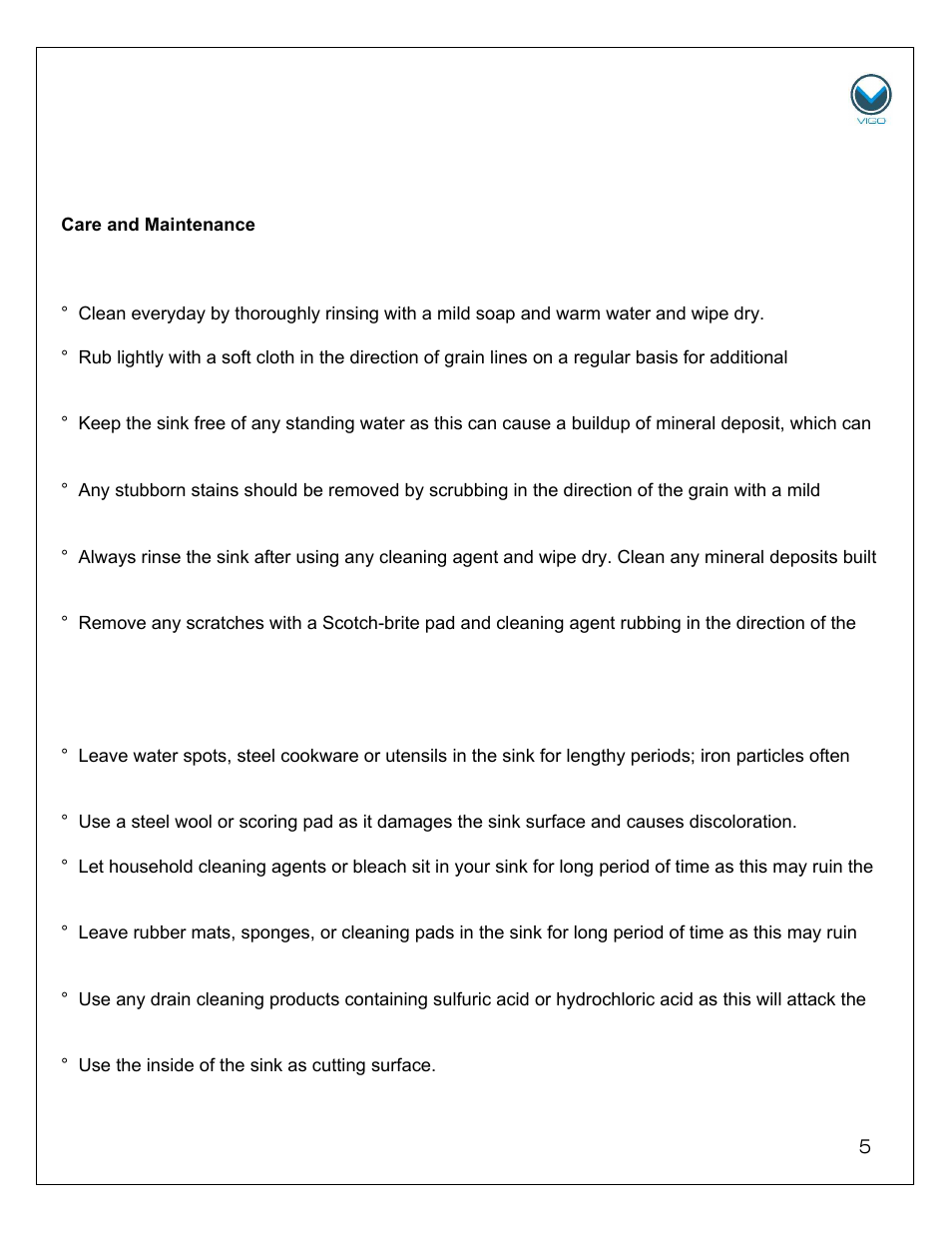 Vigo VGR3620BL User Manual | Page 5 / 6