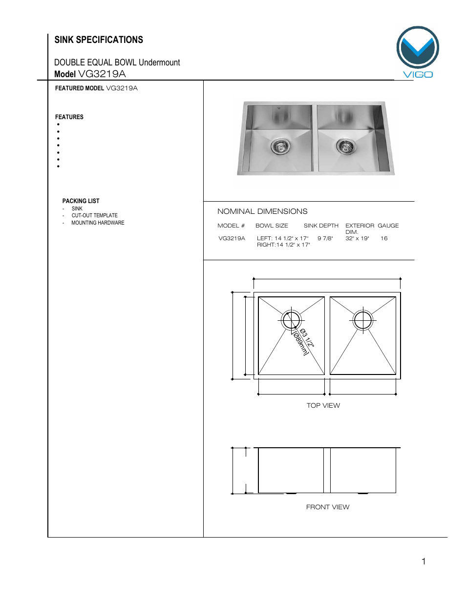 Vigo VG3219A User Manual | 6 pages
