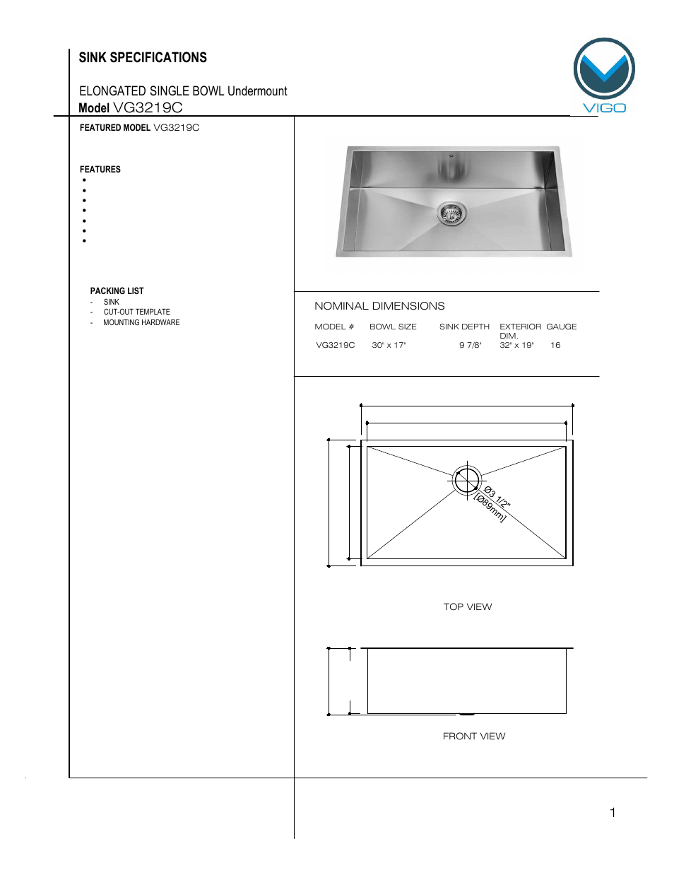 Vigo VG3219C User Manual | 6 pages