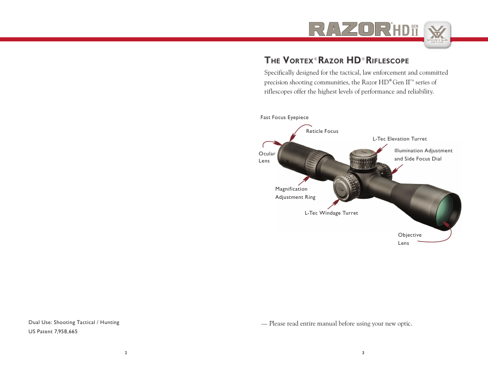 Vortex Optics RAZOR HD GEN II 3-18X50 RIFLESCOPE User Manual | Page 2 / 11