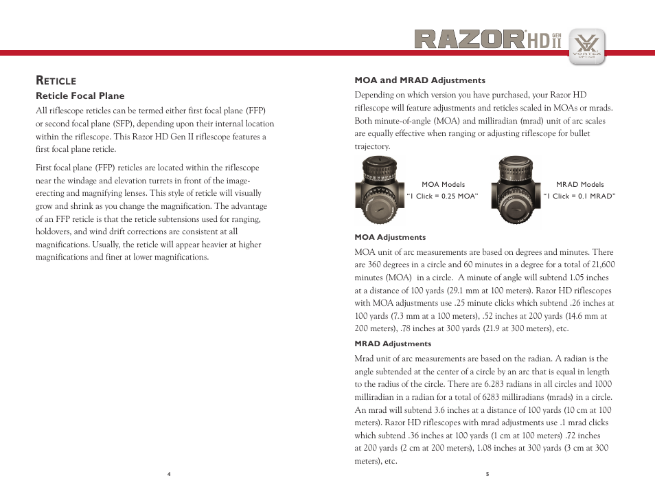 Vortex Optics RAZOR HD GEN II 3-18X50 RIFLESCOPE User Manual | Page 3 / 11