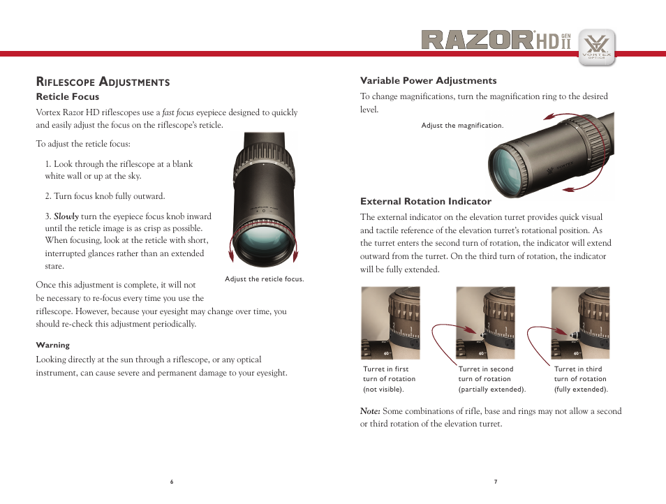 Vortex Optics RAZOR HD GEN II 3-18X50 RIFLESCOPE User Manual | Page 4 / 11