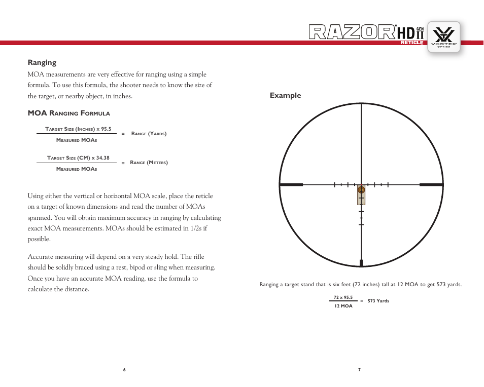 Ranging, Example, Moa r | Vortex Optics RAZOR HD GEN II 1-6X24 RIFLESCOPE — VMR-2 Reticle User Manual | Page 4 / 8