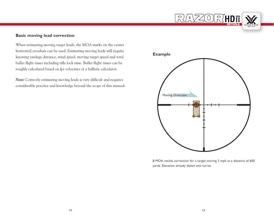 Basic moving lead correction, Example | Vortex Optics RAZOR HD GEN II 1-6X24 RIFLESCOPE — VMR-2 Reticle User Manual | Page 7 / 8