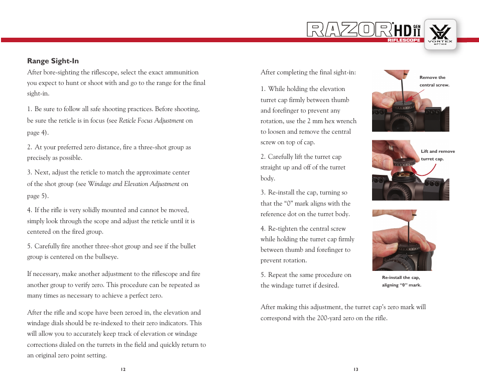 Vortex Optics RAZOR HD GEN II 1-6X24 RIFLESCOPE — VMR-2 Reticle User Manual | Page 7 / 10