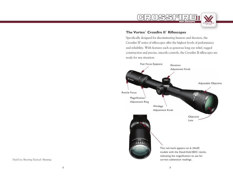Vortex Optics CROSSFIRE II 4-16X50 AO RIFLESCOPE User Manual | Page 2 / 9