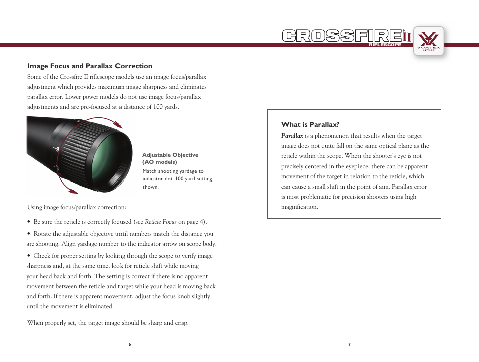 Vortex Optics CROSSFIRE II 4-16X50 AO RIFLESCOPE User Manual | Page 4 / 9