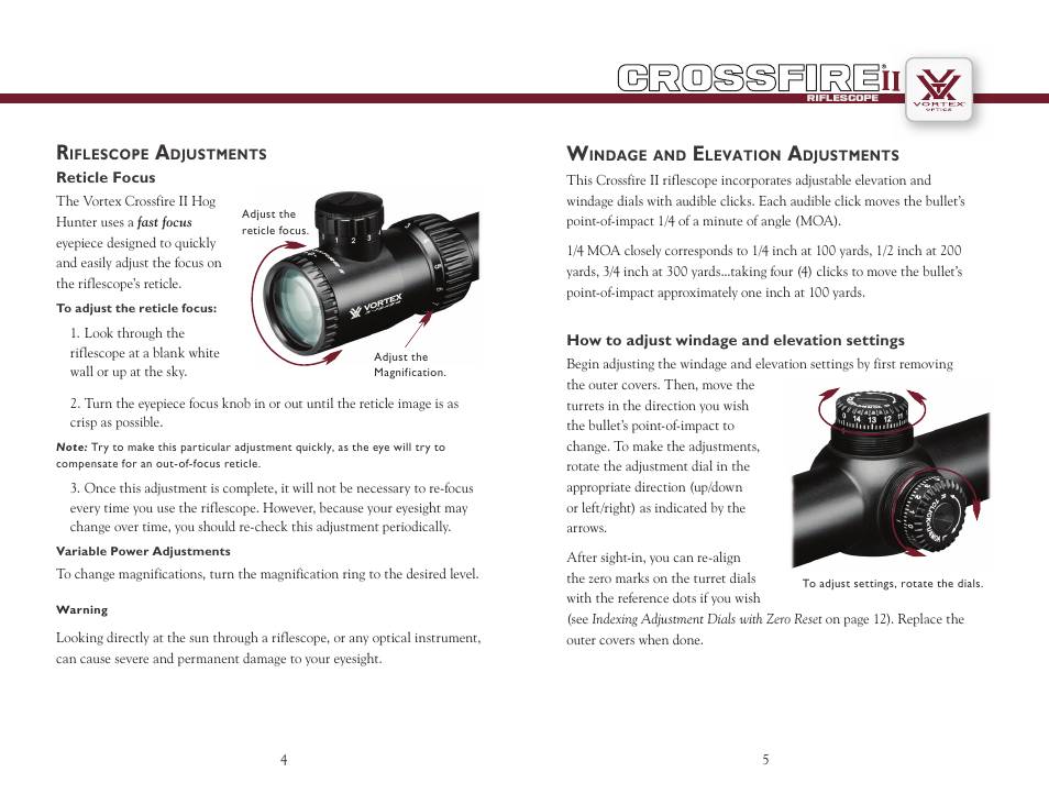 Vortex Optics CROSSFIRE II 3-12X56 AO HOG HUNTER RIFLESCOPE User Manual | Page 3 / 9