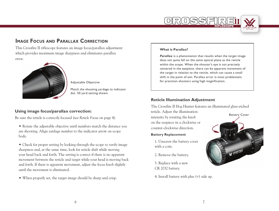 Vortex Optics CROSSFIRE II 3-12X56 AO HOG HUNTER RIFLESCOPE User Manual | Page 4 / 9