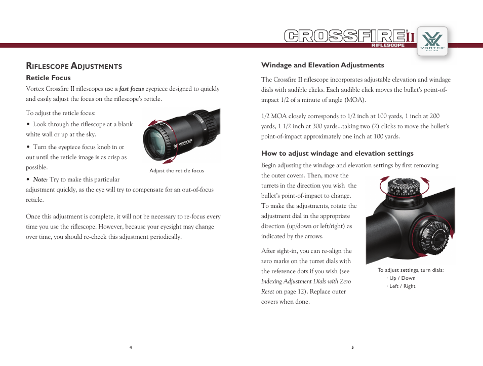 Vortex Optics CROSSFIRE II 1-4X24 RIFLESCOPE User Manual | Page 3 / 9