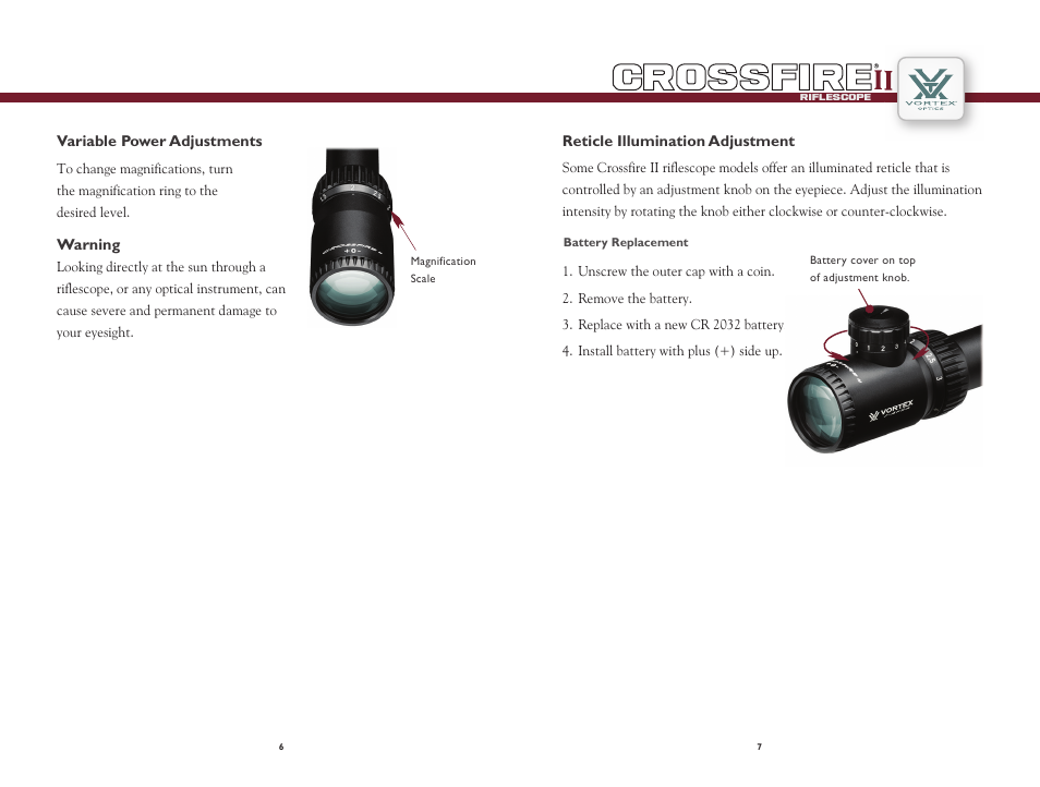 Vortex Optics CROSSFIRE II 1-4X24 RIFLESCOPE User Manual | Page 4 / 9