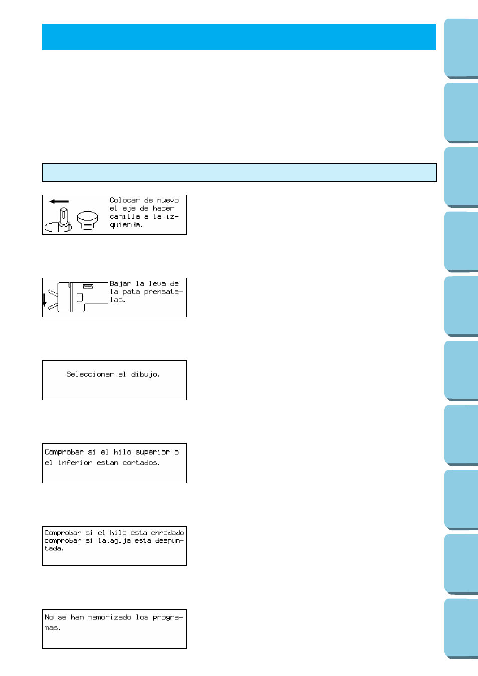 Mensajes de error, Significado de los mensajes de advertencia, Mensajes de | Error | Brother PE 150 User Manual | Page 134 / 146