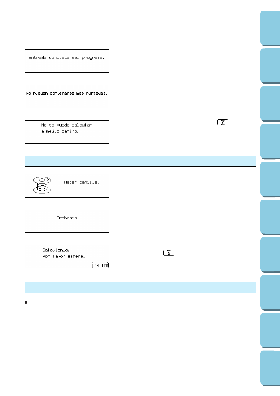 Mensajes de instrucción, Alarma, Mensajes de instrucción alarma | Brother PE 150 User Manual | Page 136 / 146