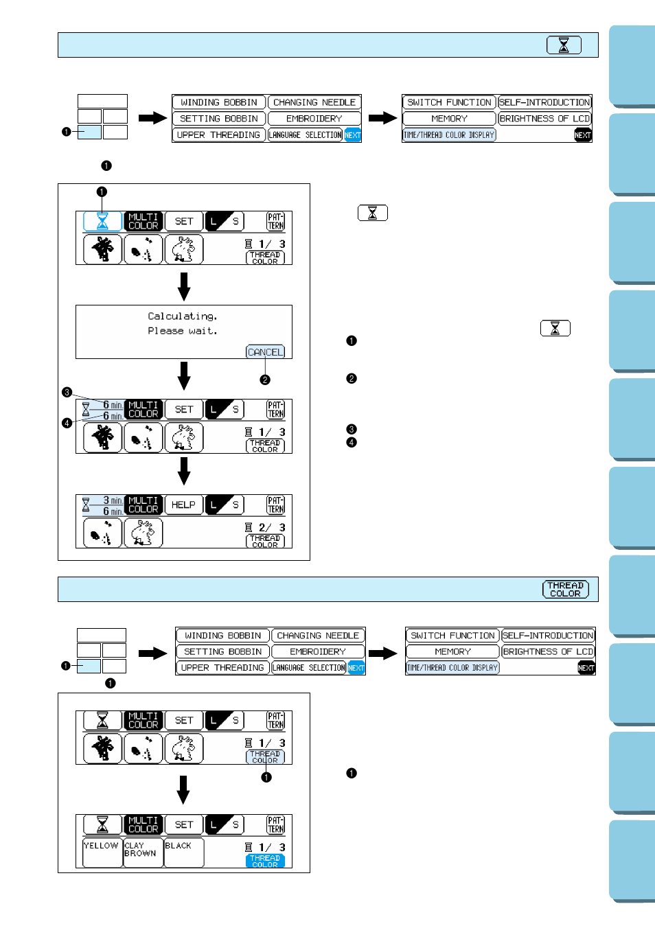 Displaying the color names for one-point patterns | Brother PE 150 User Manual | Page 42 / 146