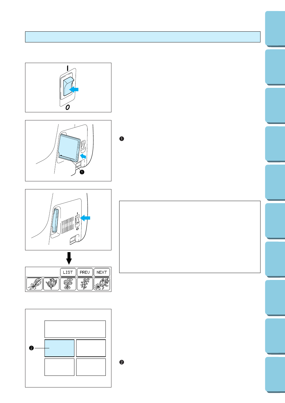 Selecting patterns from a memory card, Important | Brother PE 150 User Manual | Page 43 / 146