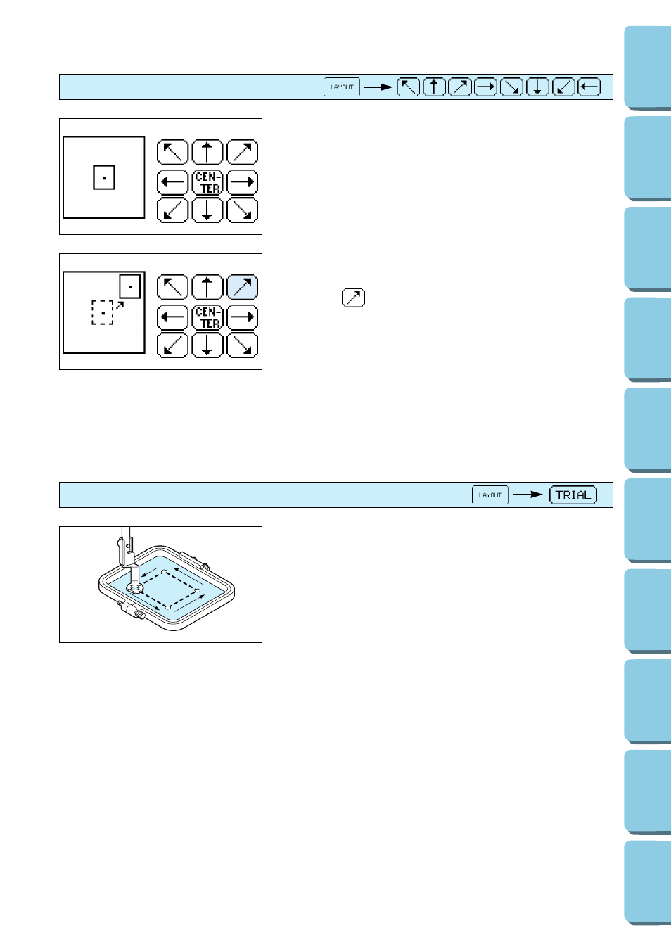 Changing the embroidery position, Checking the embroidery area | Brother PE 150 User Manual | Page 47 / 146