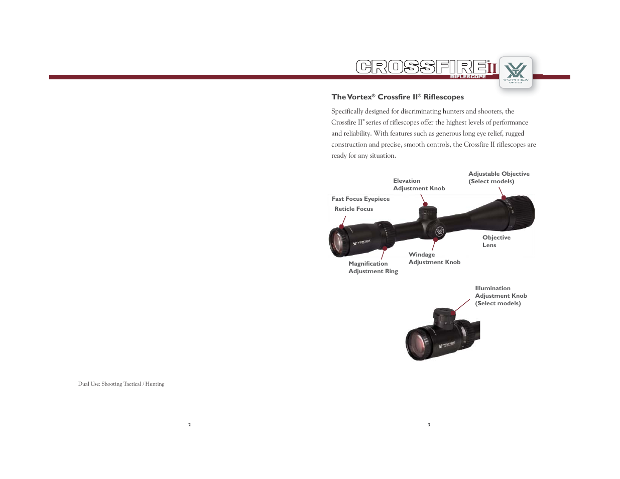 Crossfire, Crossfire ii | Vortex Optics CROSSFIRE II 2-7X32 RIFLESCOPE User Manual | Page 2 / 9