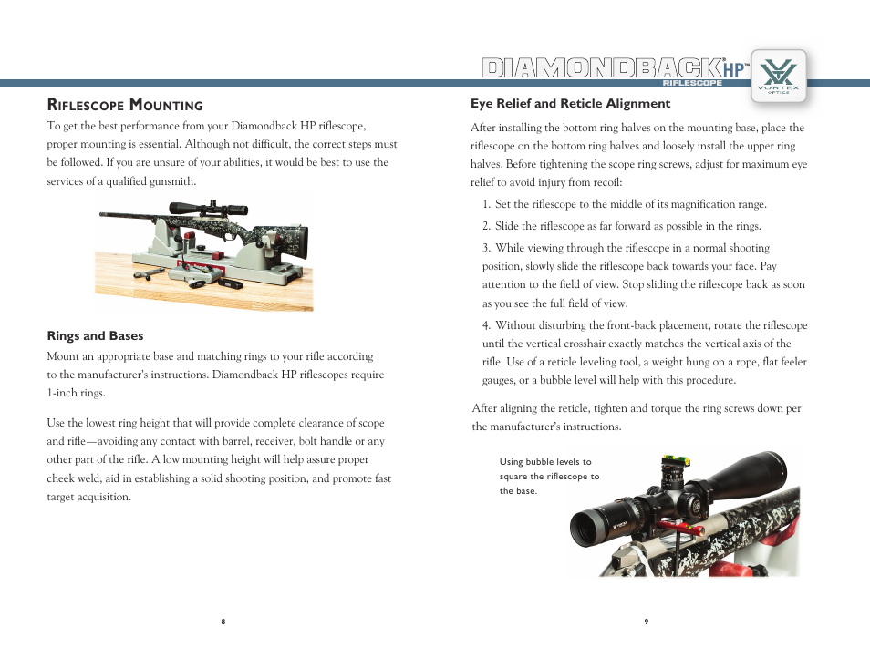 Diamondback | Vortex Optics DIAMONDBACK HP 2-8X32 RIFLESCOPE User Manual | Page 5 / 9