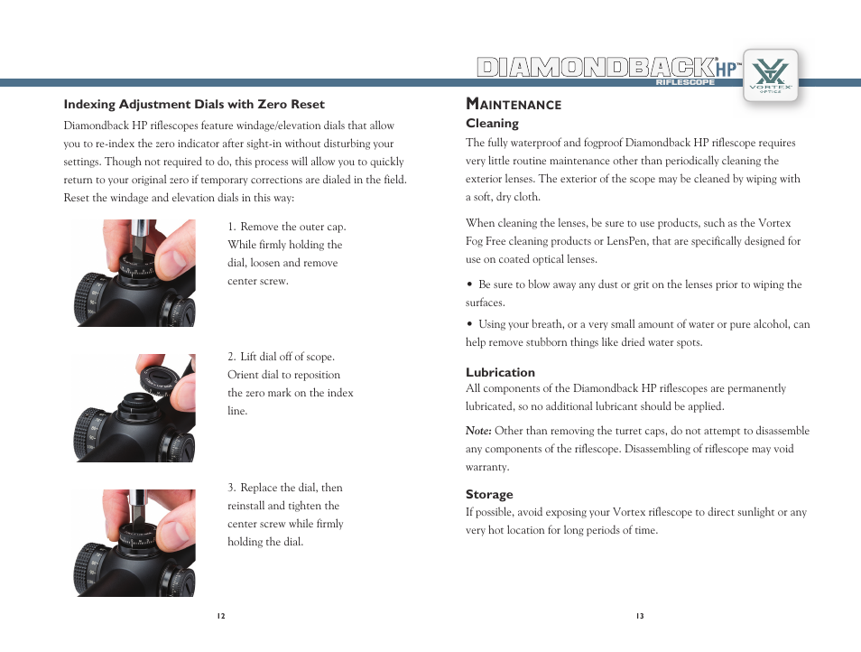 Diamondback | Vortex Optics DIAMONDBACK HP 2-8X32 RIFLESCOPE User Manual | Page 7 / 9