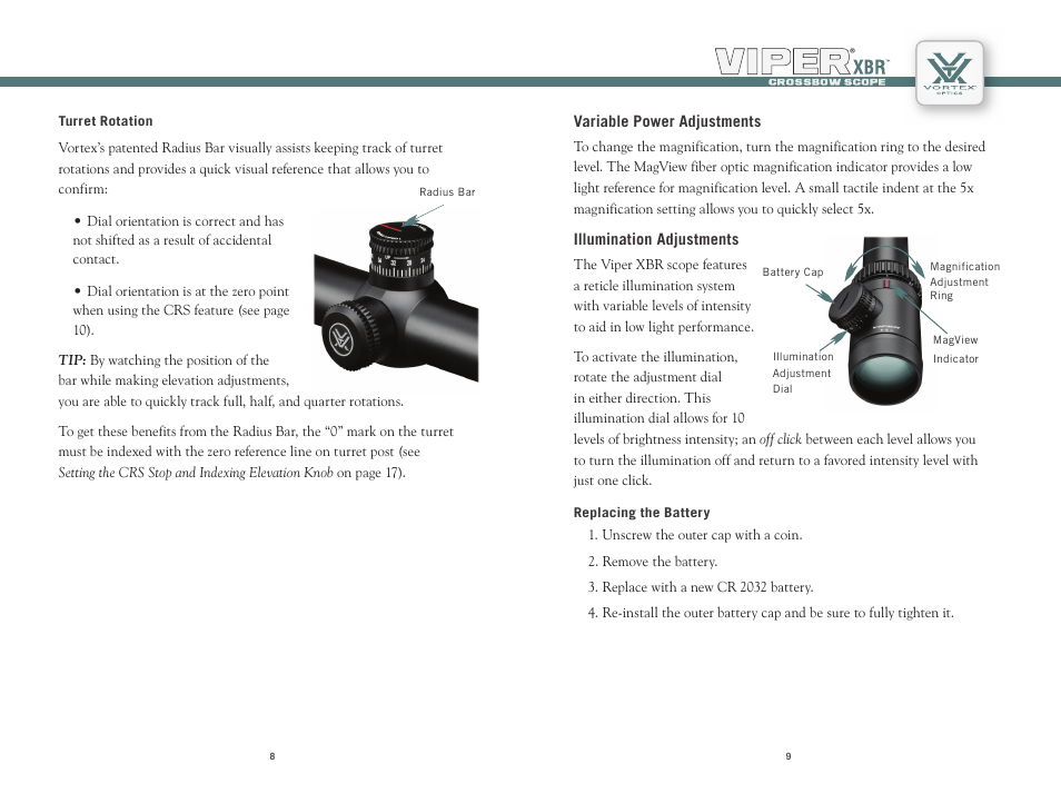 Vortex Optics VIPER XBR 2.5-10X44 CROSSBOW SCOPE User Manual | Page 5 / 15