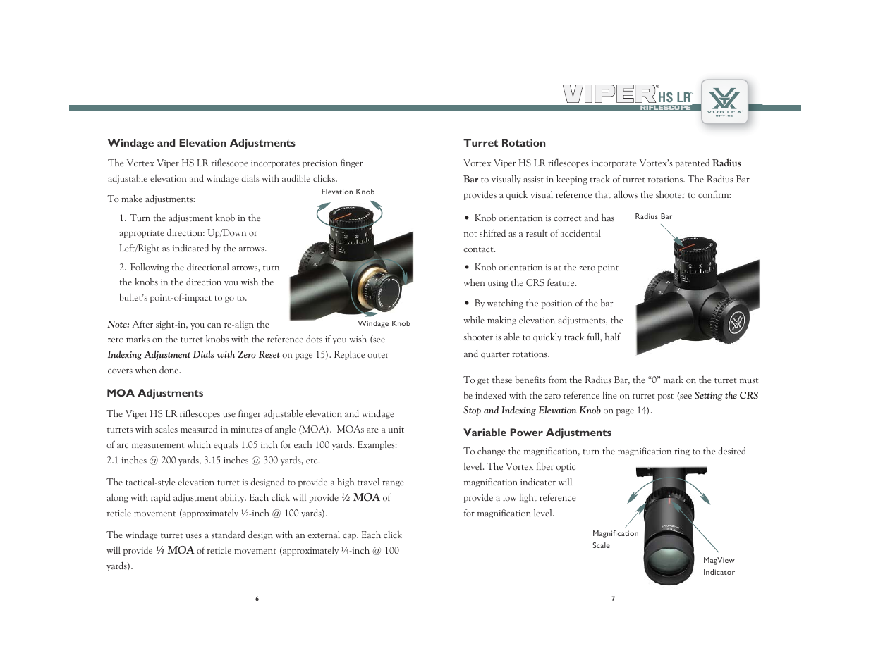 Hs lr | Vortex Optics VIPER HS LR 6-24X50 RIFLESCOPE — First Focal Plane User Manual | Page 4 / 11