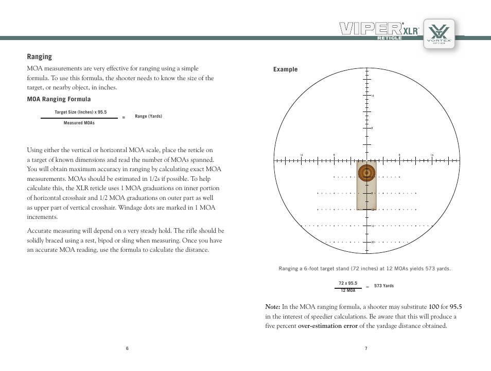 Ranging | Vortex Optics VIPER HS LR 6-24X50 RIFLESCOPE — First Focal Plane User Manual | Page 4 / 9