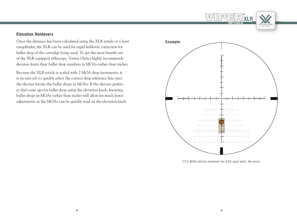 Elevation holdovers | Vortex Optics VIPER HS LR 6-24X50 RIFLESCOPE — First Focal Plane User Manual | Page 5 / 9