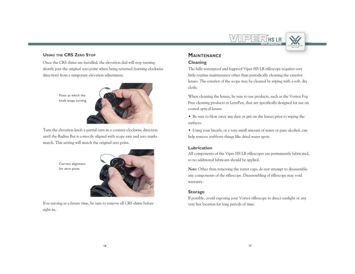 Hs lr | Vortex Optics VIPER HS 4-16X44 LR RIFLESCOPE User Manual | Page 9 / 11