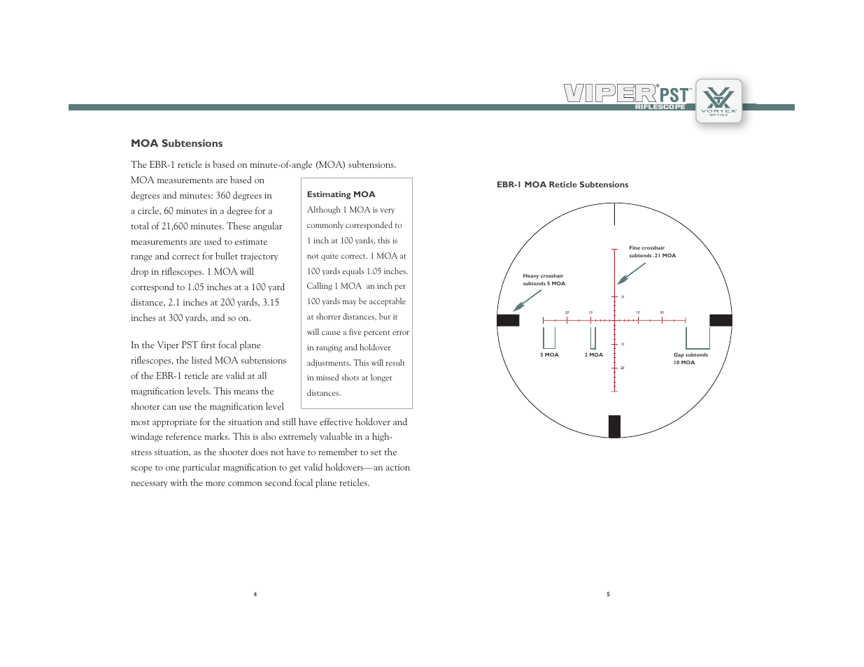 Moa subtensions | Vortex Optics VIPER PST 4-16X50 FFP RIFLESCOPE — First Focal Plane User Manual | Page 3 / 9