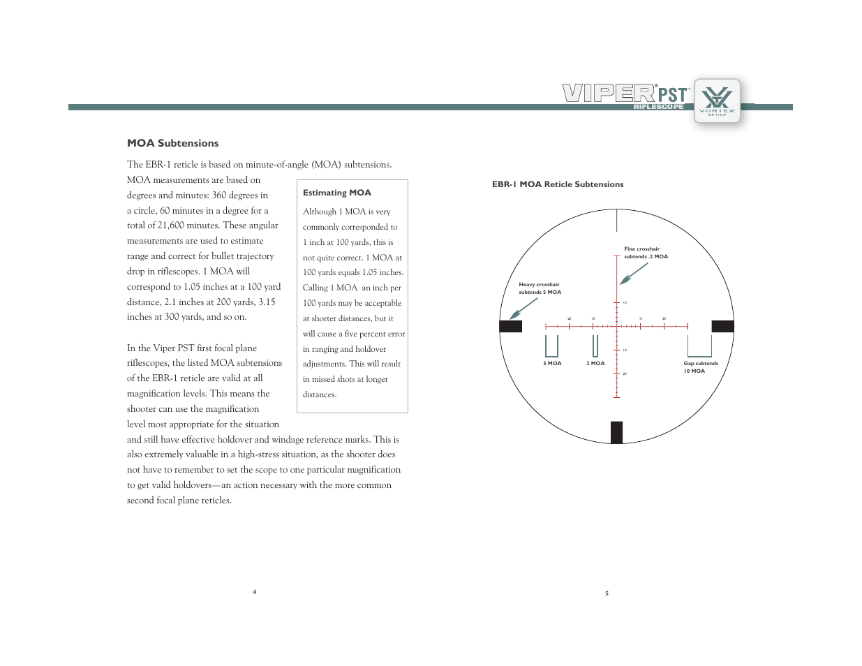 Moa subtensions | Vortex Optics VIPER PST 2.5-10X32 FFP RIFLESCOPE User Manual | Page 3 / 9