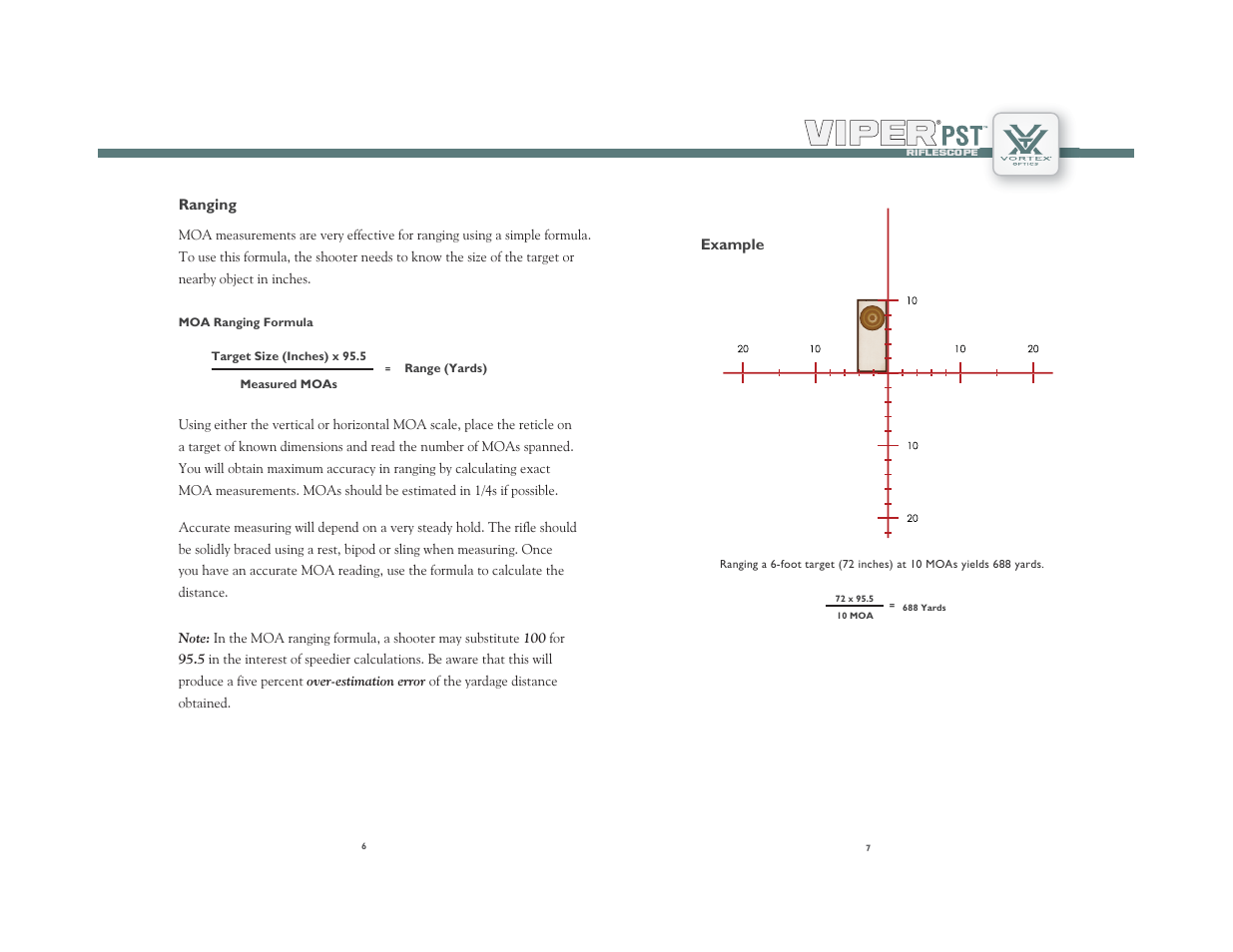 Vortex Optics VIPER PST 2.5-10X32 FFP RIFLESCOPE User Manual | Page 4 / 9