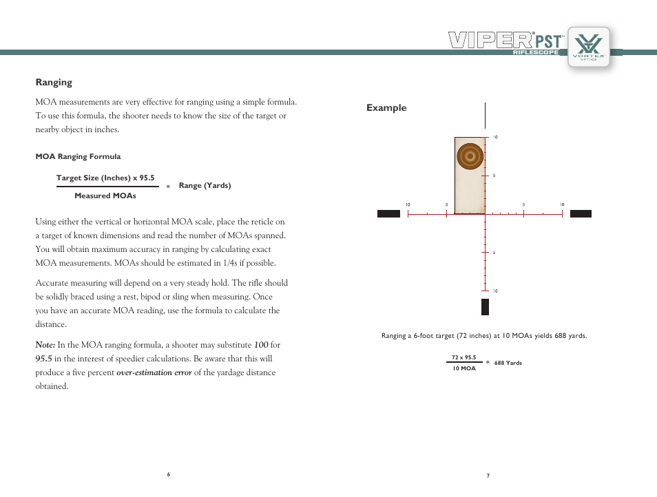 Ranging, Example | Vortex Optics VIPER PST 6-24X50 RIFLESCOPE User Manual | Page 4 / 9