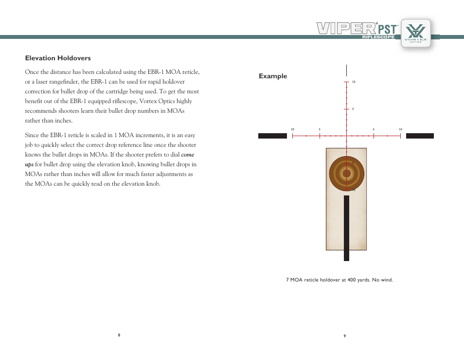 Elevation holdovers, Example | Vortex Optics VIPER PST 6-24X50 RIFLESCOPE User Manual | Page 5 / 9