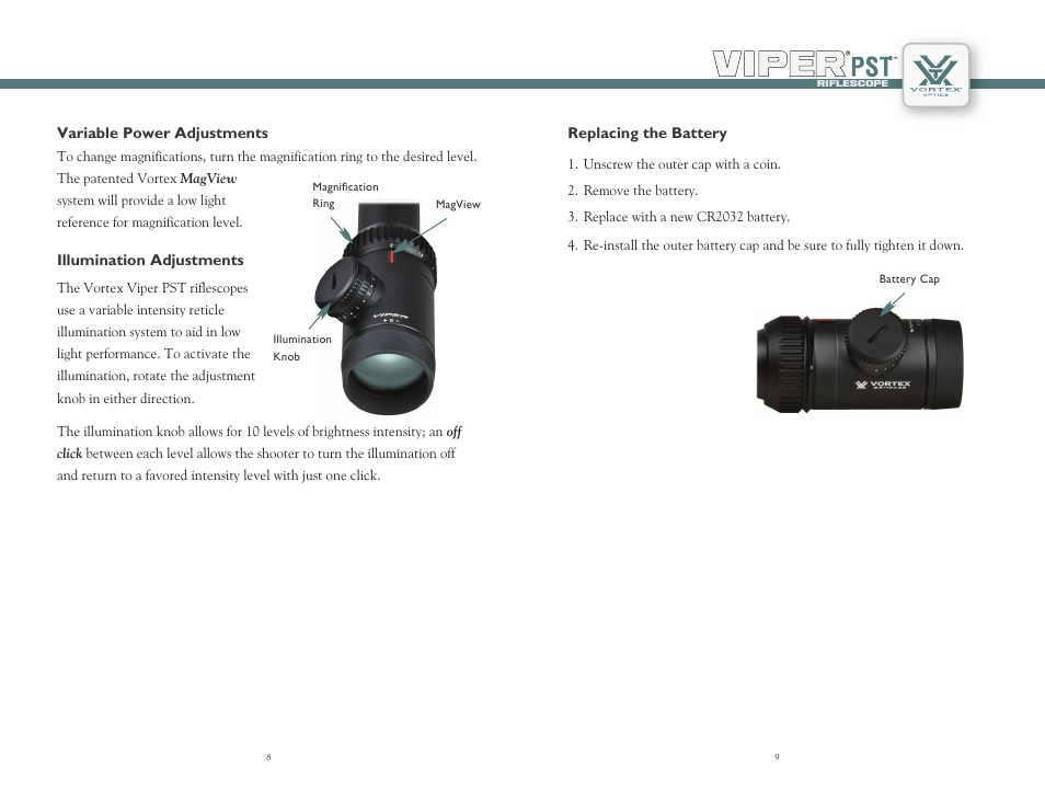 Vortex Optics VIPER PST 1-4X24 RIFLESCOPE User Manual | Page 5 / 13
