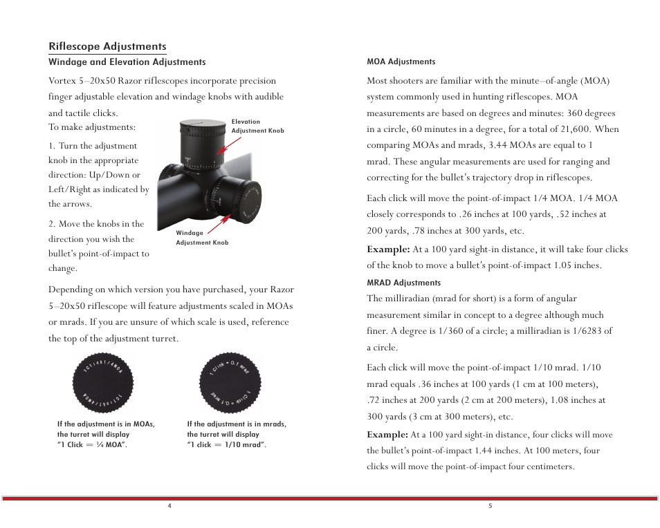 Vortex Optics RAZOR HD 5-20X50 RIFLESCOPE — First Focal Plane User Manual | Page 4 / 13