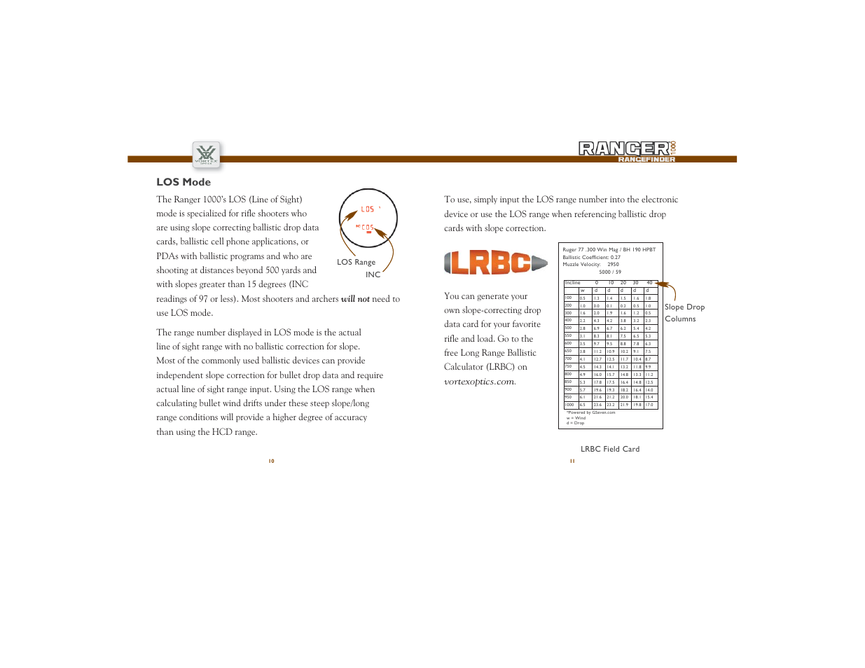Los mode | Vortex Optics RANGER 1000 RANGEFINDER WITH HCD User Manual | Page 6 / 11