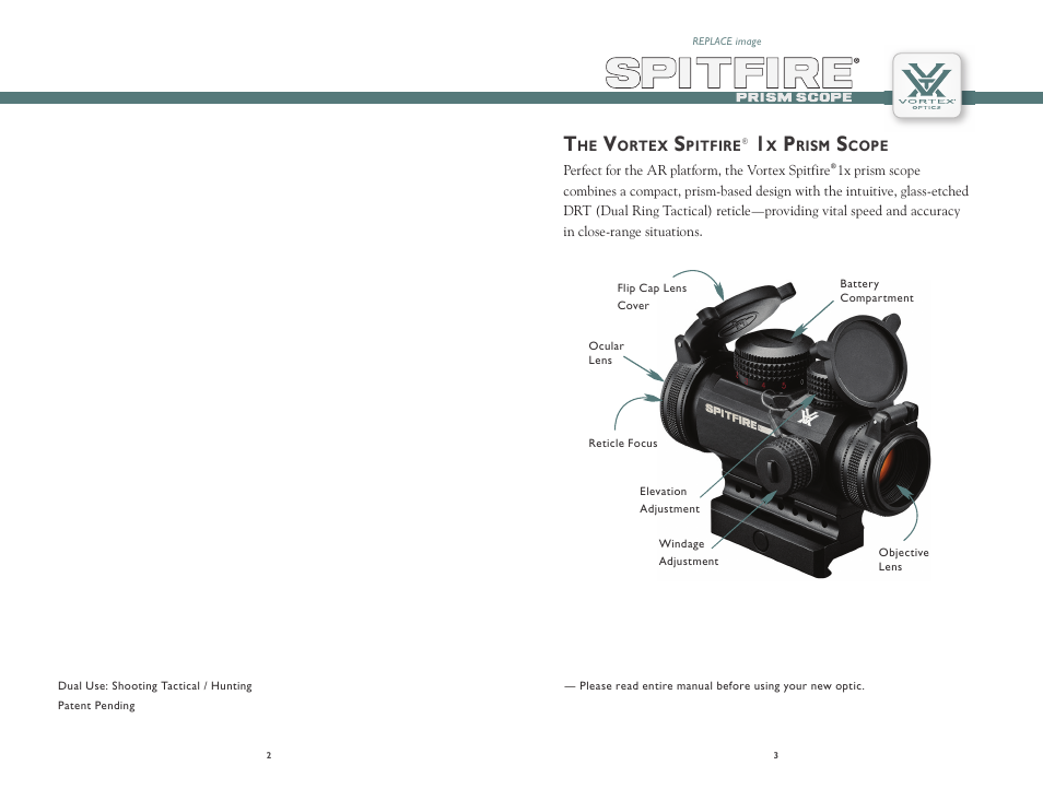 Vortex Optics SPITFIRE 1X PRISM SCOPE User Manual | Page 2 / 8