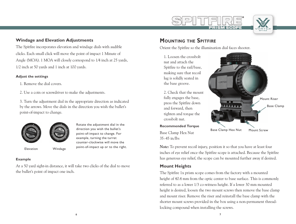 Vortex Optics SPITFIRE 1X PRISM SCOPE User Manual | Page 4 / 8