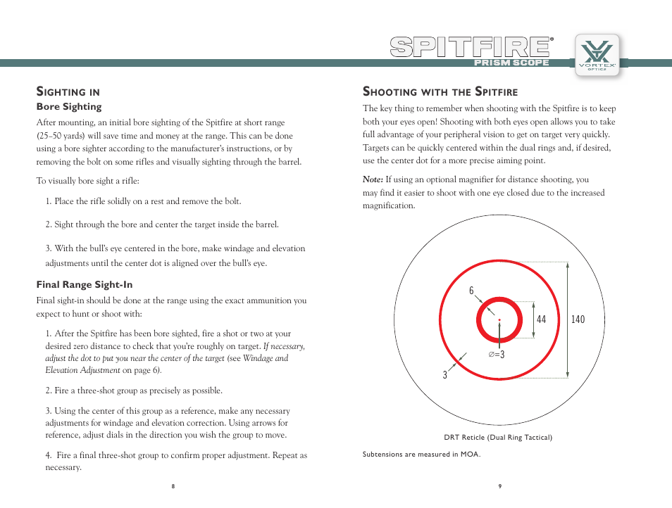 Vortex Optics SPITFIRE 1X PRISM SCOPE User Manual | Page 5 / 8