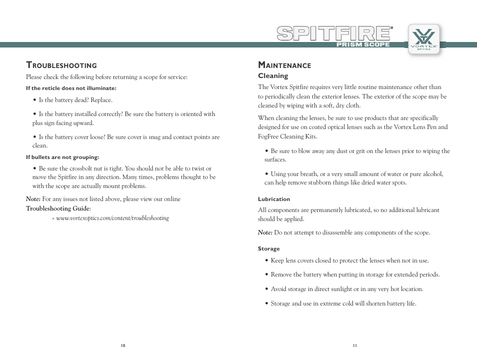 Vortex Optics SPITFIRE 1X PRISM SCOPE User Manual | Page 6 / 8