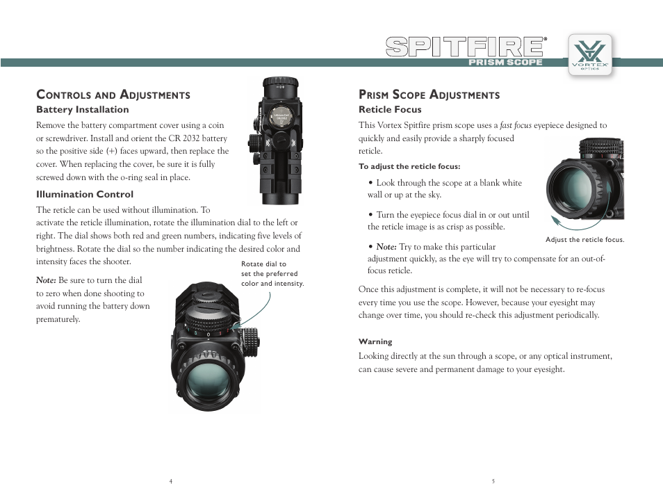 Vortex Optics SPITFIRE 3X PRISM SCOPE User Manual | Page 3 / 9