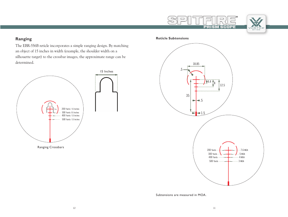 Ranging | Vortex Optics SPITFIRE 3X PRISM SCOPE User Manual | Page 6 / 9