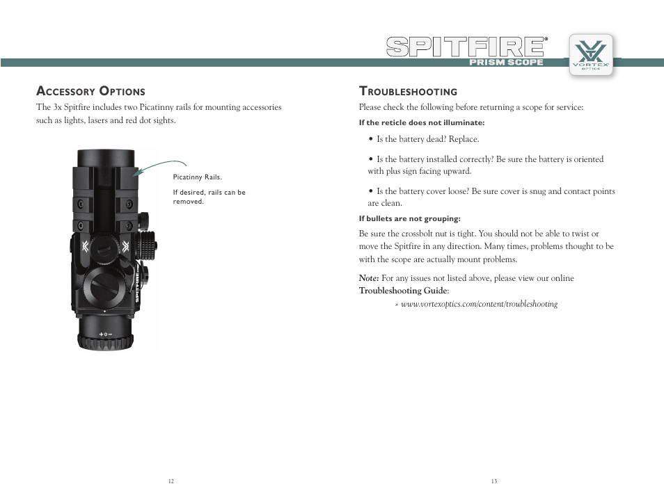 Vortex Optics SPITFIRE 3X PRISM SCOPE User Manual | Page 7 / 9