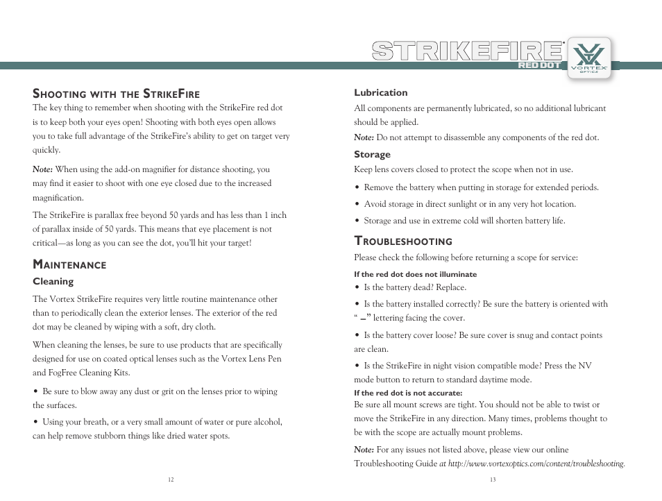 Strikefire | Vortex Optics STRIKEFIRE RED DOT - LOW MOUNT User Manual | Page 7 / 9