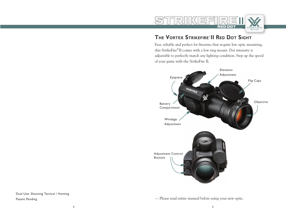 Strikefire, Ii r | Vortex Optics STRIKEFIRE II RED DOT User Manual | Page 2 / 8