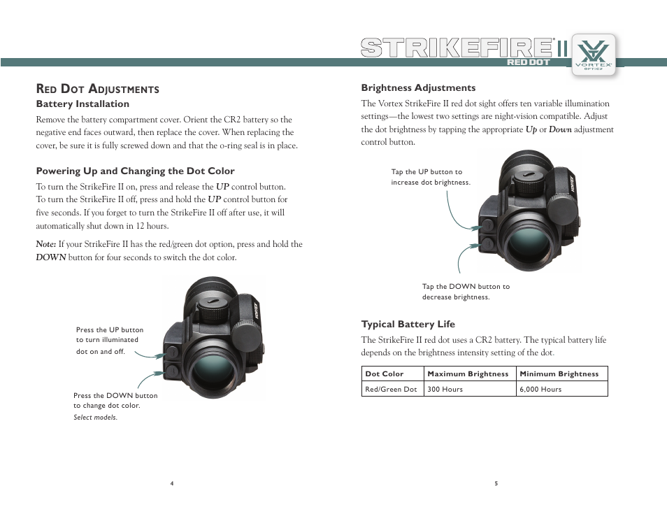 Strikefire | Vortex Optics STRIKEFIRE II RED DOT User Manual | Page 3 / 8
