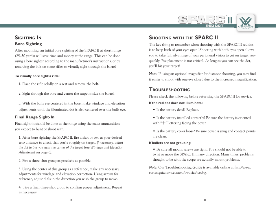 Sparc ii | Vortex Optics SPARC II RED DOT User Manual | Page 6 / 8