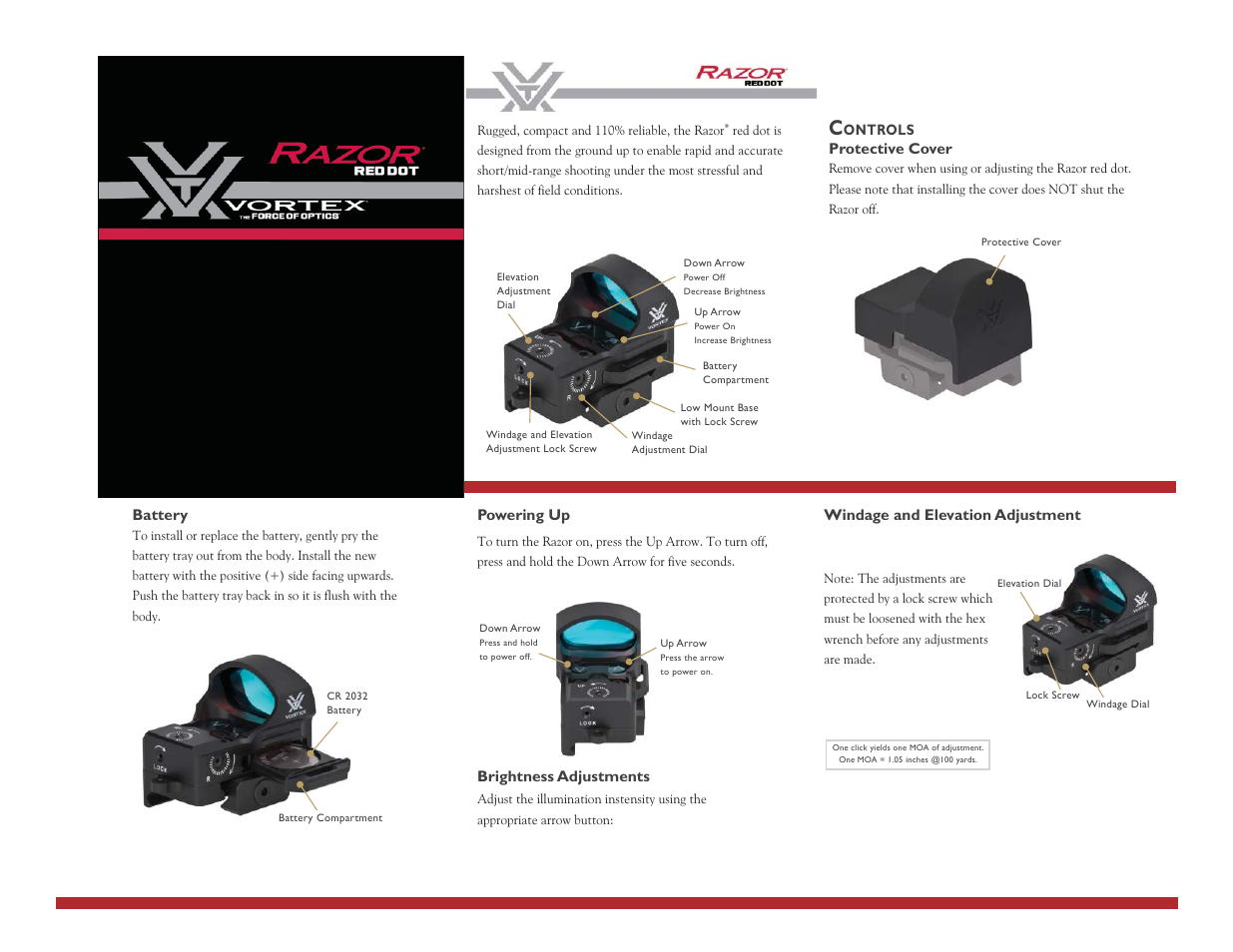 Vortex Optics RAZOR RED DOT — 3 MOA Dot User Manual | 3 pages