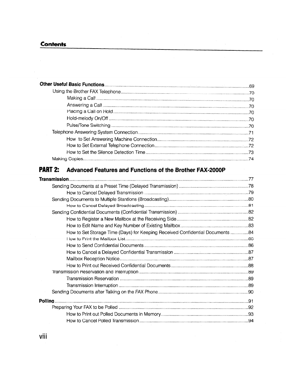 Part 2 | Brother FAX-2000P User Manual | Page 10 / 162